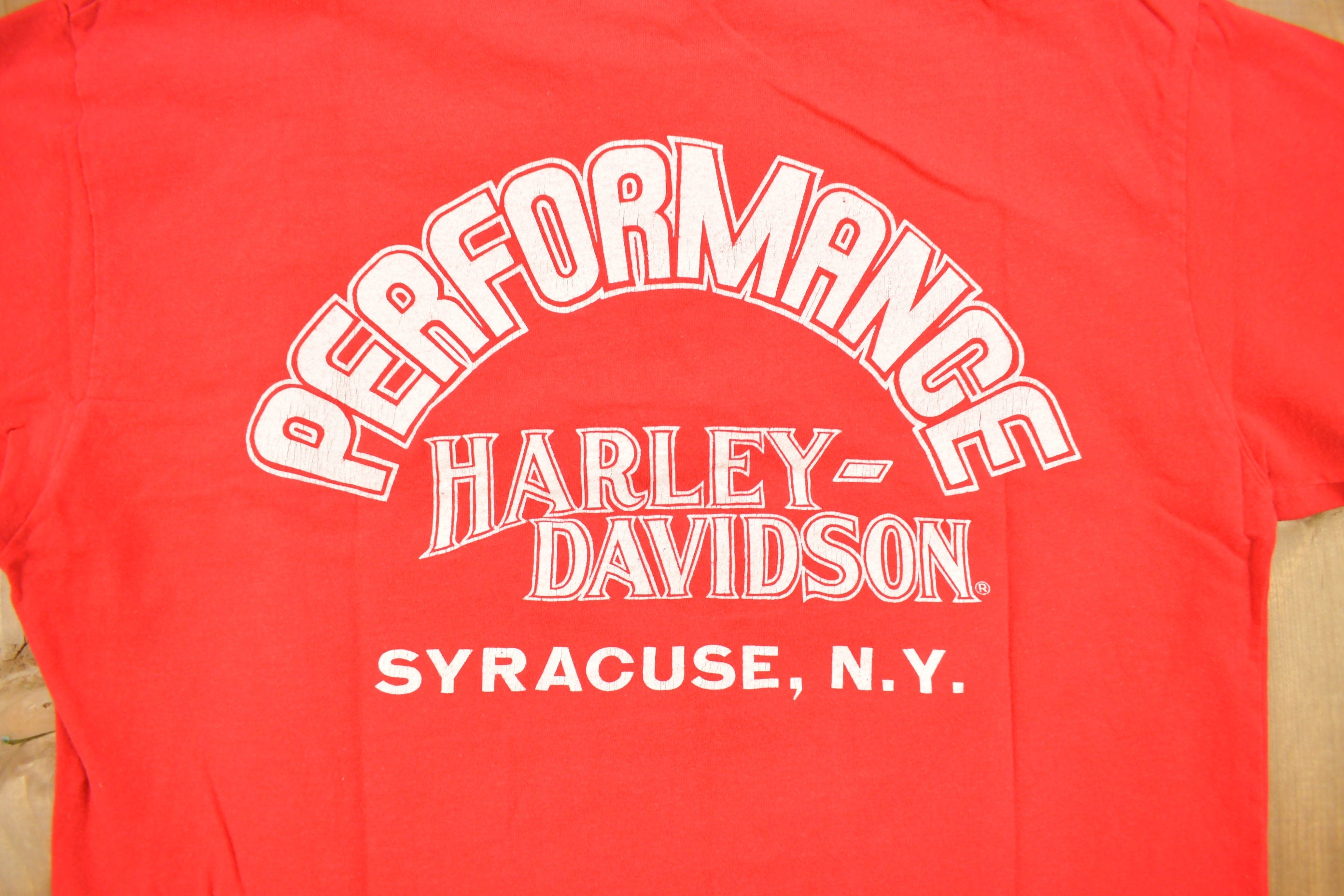 Vintage 1980s Performance Harley Davidson Syracuse New York Henley T-Shirt