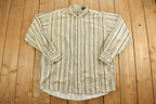 Vintage 1990s Trader Bay Striped Button Up Shirt  1990s Button Up  Vintage Flannel  Plaid Flannel  Casual Shirt  Formal Shirt