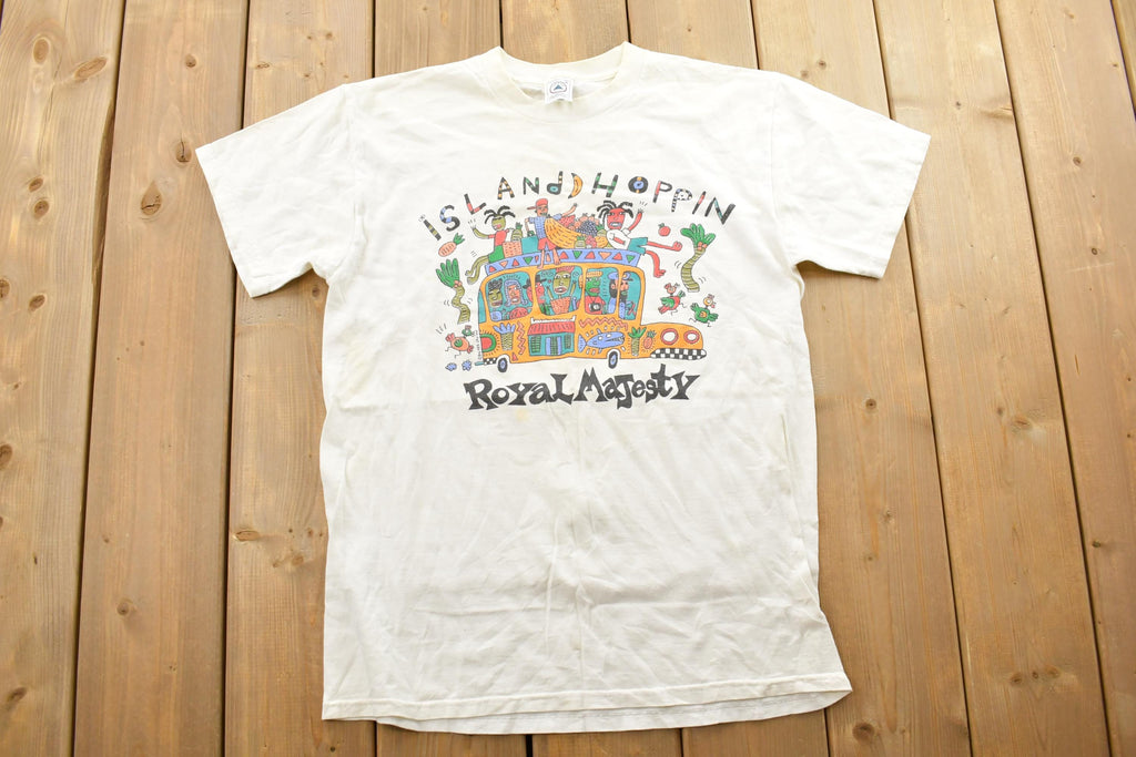 Vintage 1990s Island Hoppin royal Majesty School Bus Souvenir T-Shirt