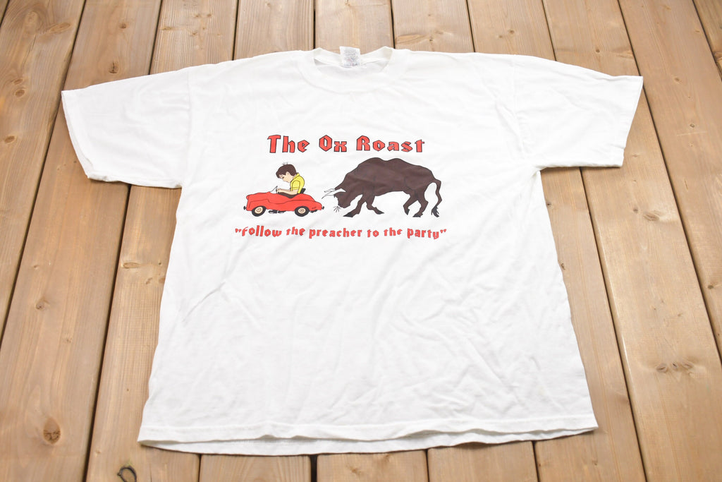 Vintage 1990s The Ox Roast Graphic T-Shirt  Streetwear  Retro Style  90s Graphic Tee  Party Shirt