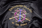 Vintage 1980s Treasure Island Mirage Embroidered Snap Button Satin Jacket Made In USA