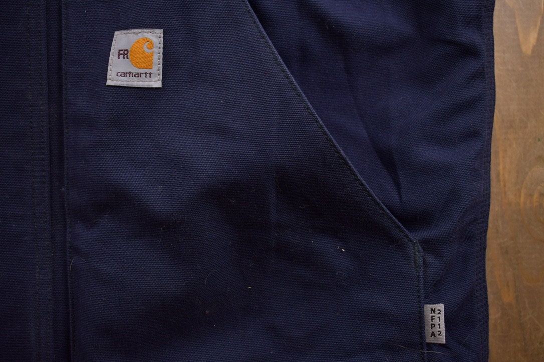 Vintage 1990s Carhartt Sherpa Lined Fire Resistant Embroiderd Work Vest