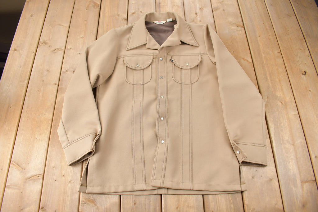 Vintage 1970s Levi's Panatela Tops Western Style Pearl Snap Button Up Shirt Made in USA Size L