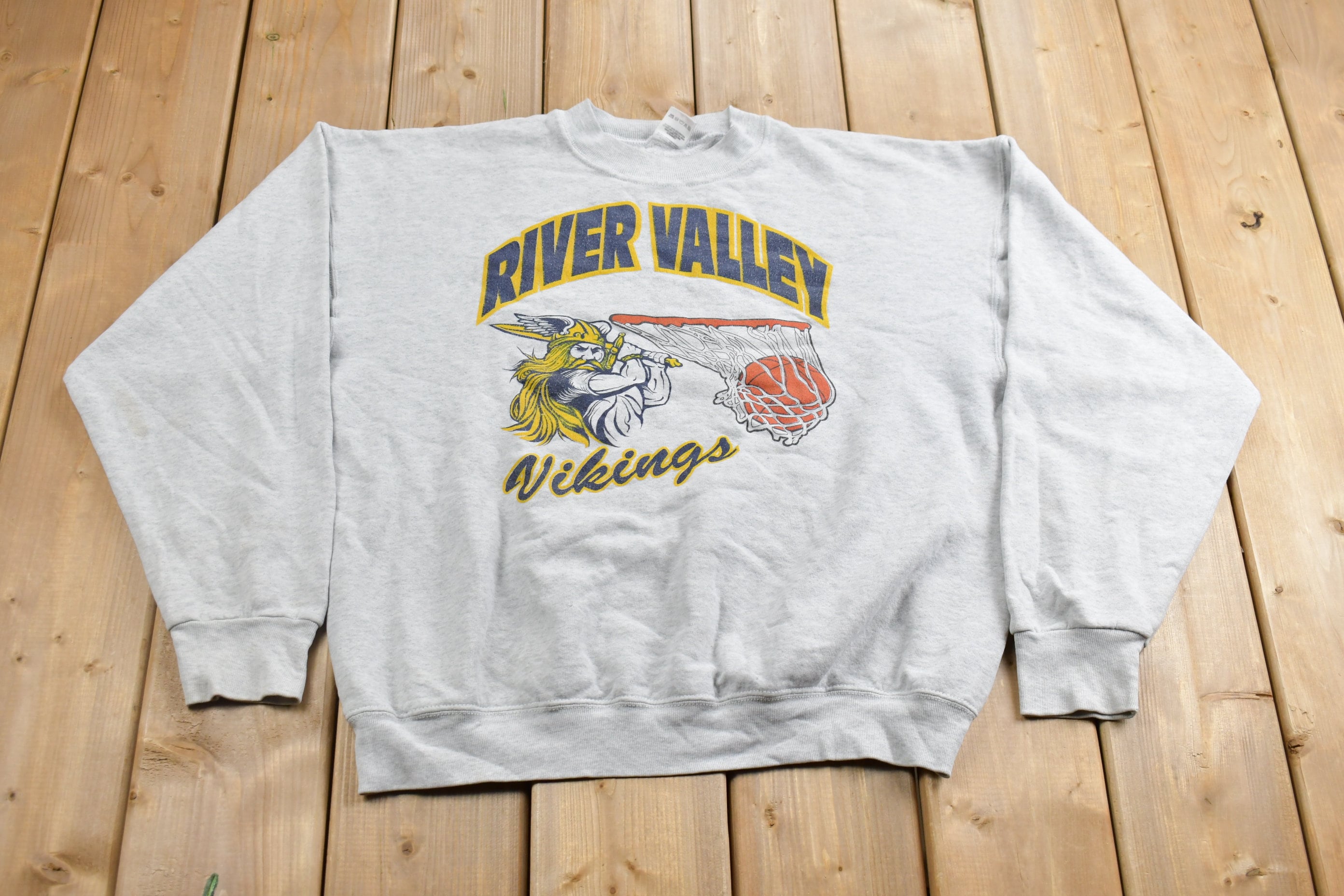 Vintage 1990s River Valley Vikings Basketball Collegiate Crewneck