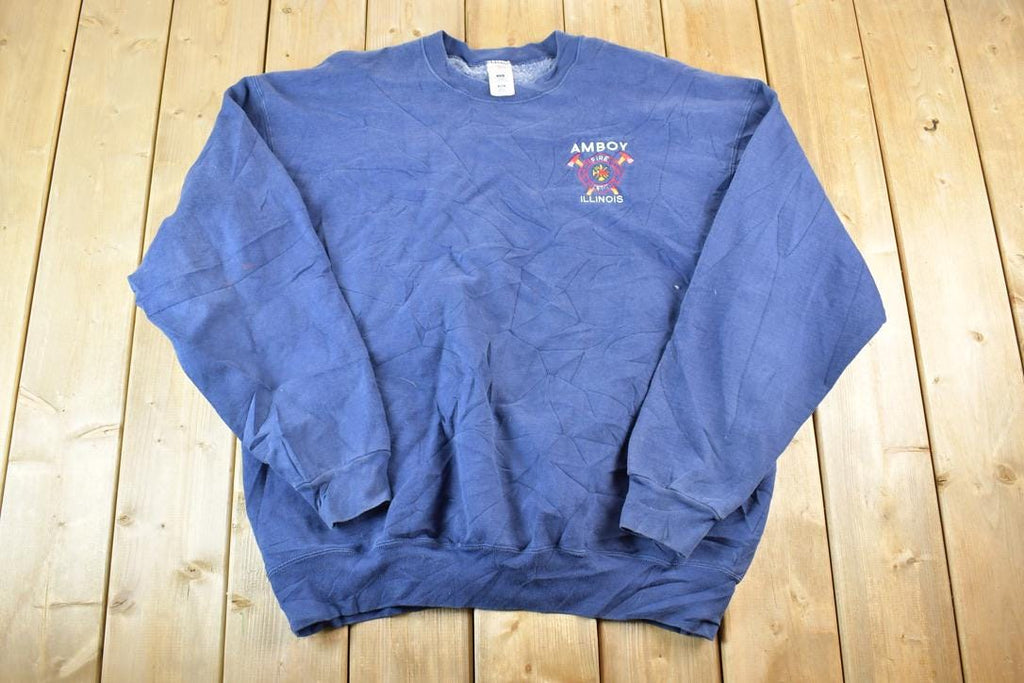 Vintage 1990s Illinois Fire Department Souvenir Heavyweight Crewneck Sweatshirt