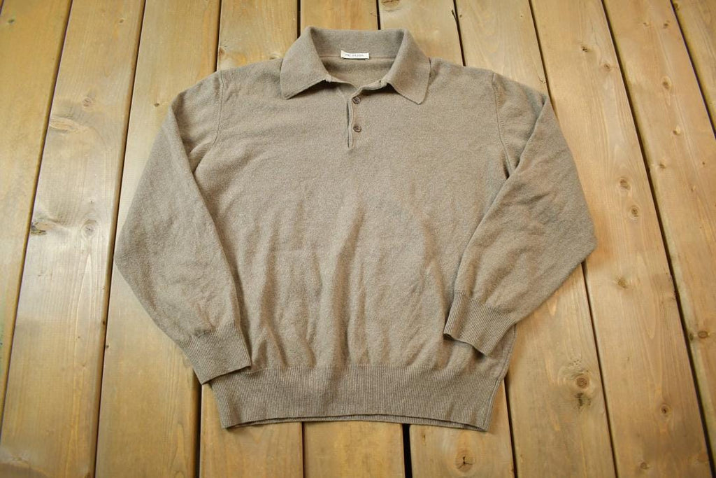 Vintage 1980s Pal Zileri Long Sleeve Cashmere Knit Polo Sweater Made in Italy