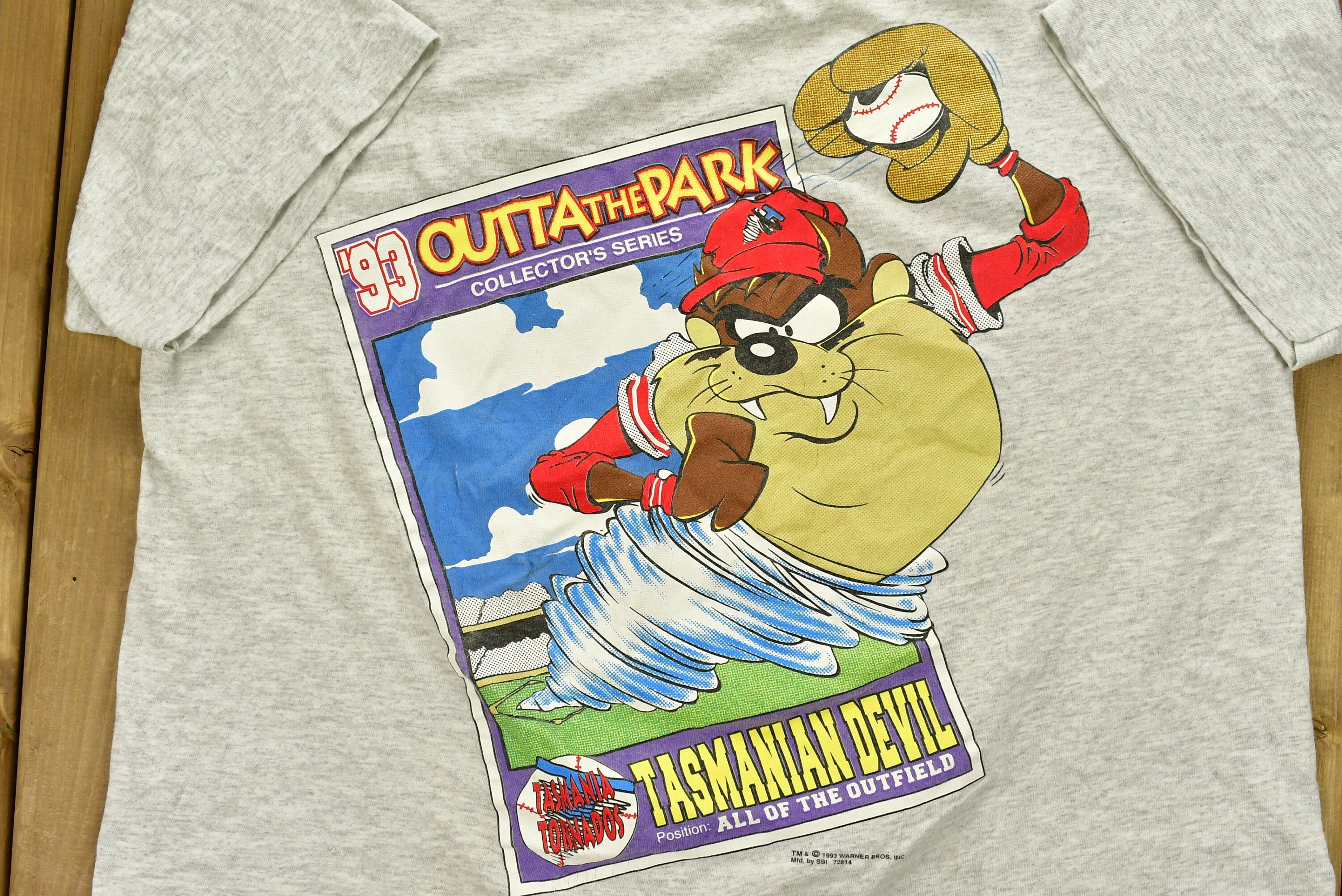 Vintage 1993 Tasmanian Devil Baseball Cartoon T-Shirt