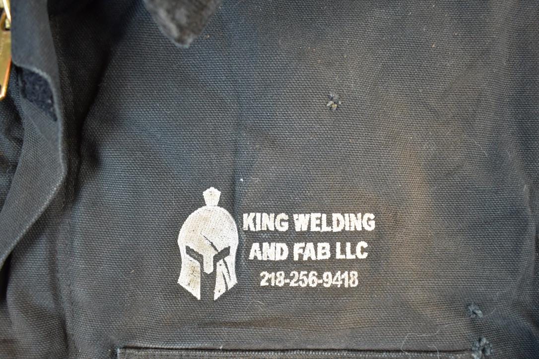 Vintage 1990s Carhartt Perfectly Distressed King Fab Collared Work Jacket Made In USA
