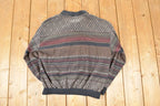 Vintage 1990s LD Sport International Quarter Button Abstract Striped Shirt Mens M