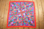 Vintage 1980s Purse Handbag Suitcase Travel Theme Bag Scarf