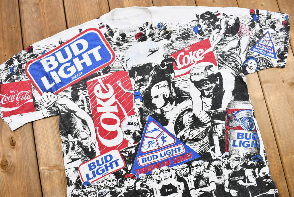 Vintage 1992 Bud Light Triathlon Series Delaware Graphic T-Shirt