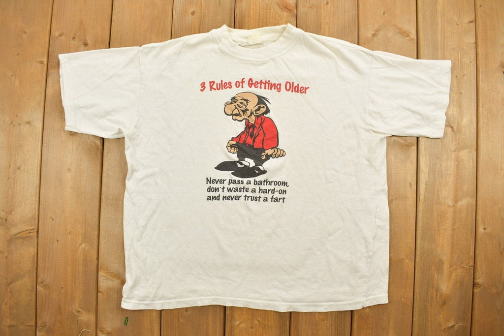 Vintage 1990s Rules Of Getting Older Funny Graphic T-Shirt