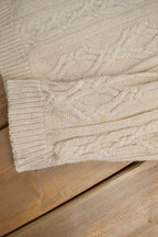 Vintage 1990s Women's Petite 3D Cable Knit Mockneck Sweater