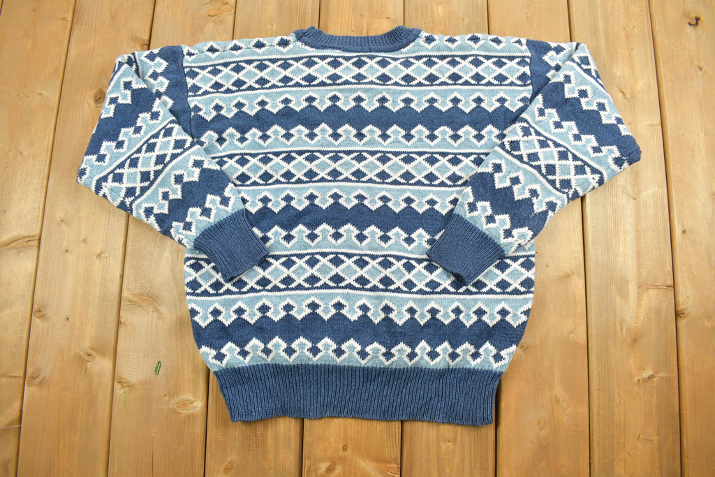 Vintage 1990s Claiborne Abstract Knitted Crewneck Sweater
