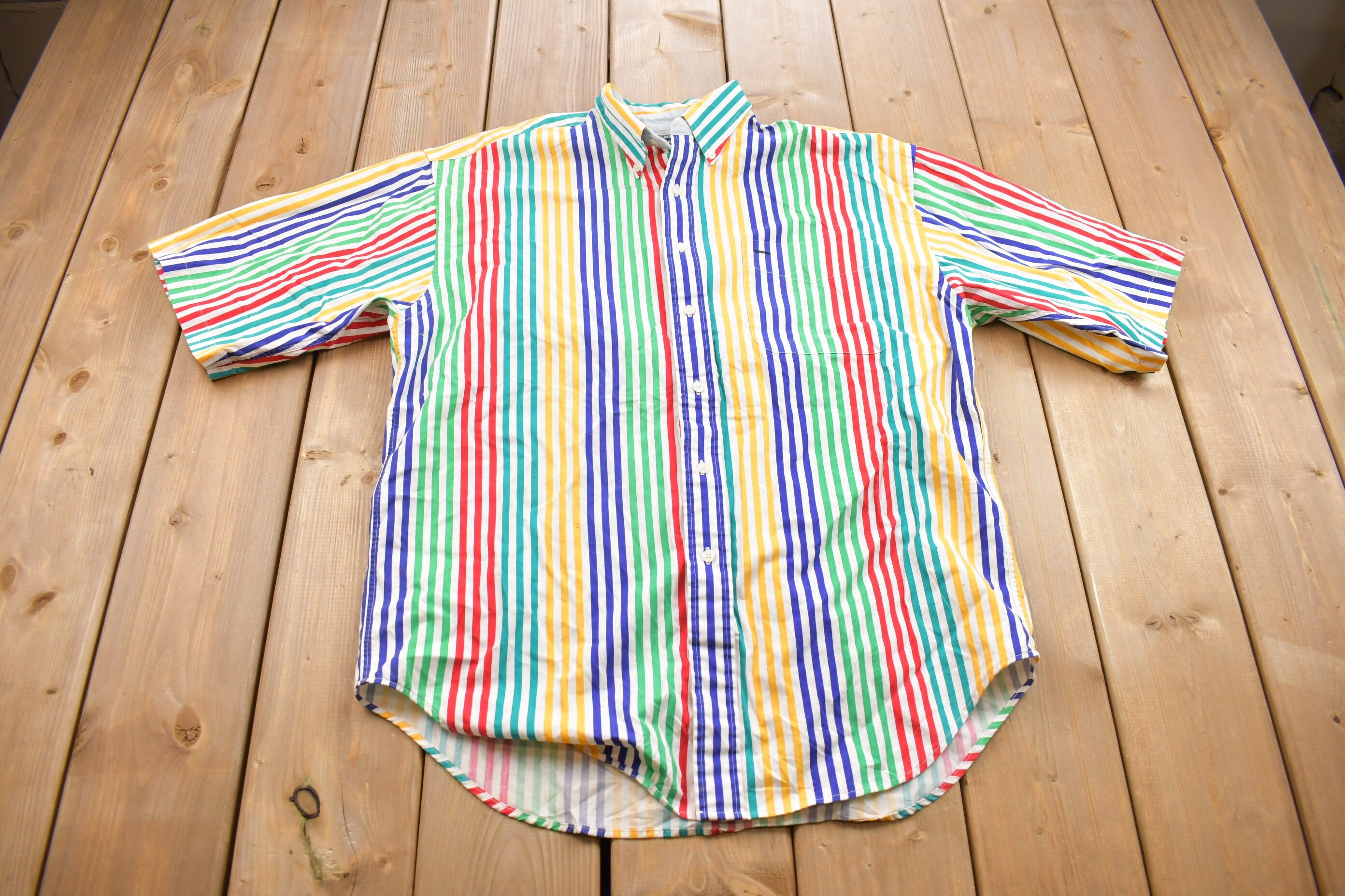 Vintage 1990s Vertical Striped Button Up Shirt
