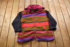 Vintage 1990s Climate Zone Striped Full Zip Fleece Sweater