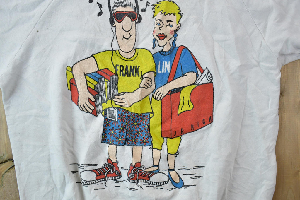 Vintage 1990s Frank Lin Cartoon Books Theme Crewneck Sweatshirt /