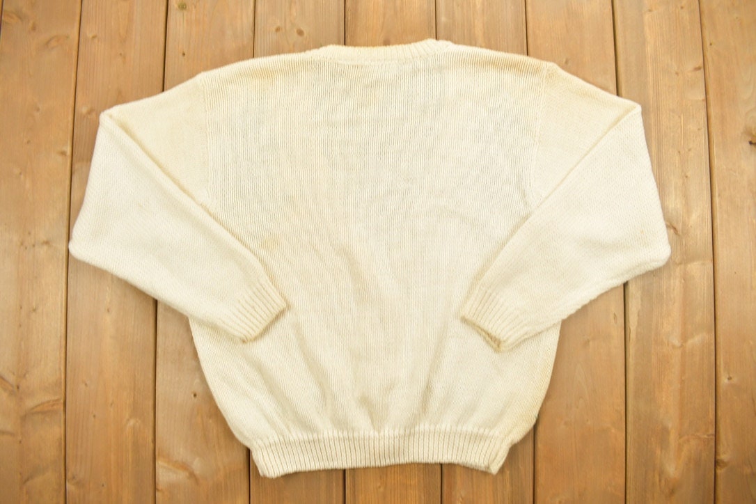 Vintage 1990s Jantzer Knitted Abstract Pattern Cardigan Sweater