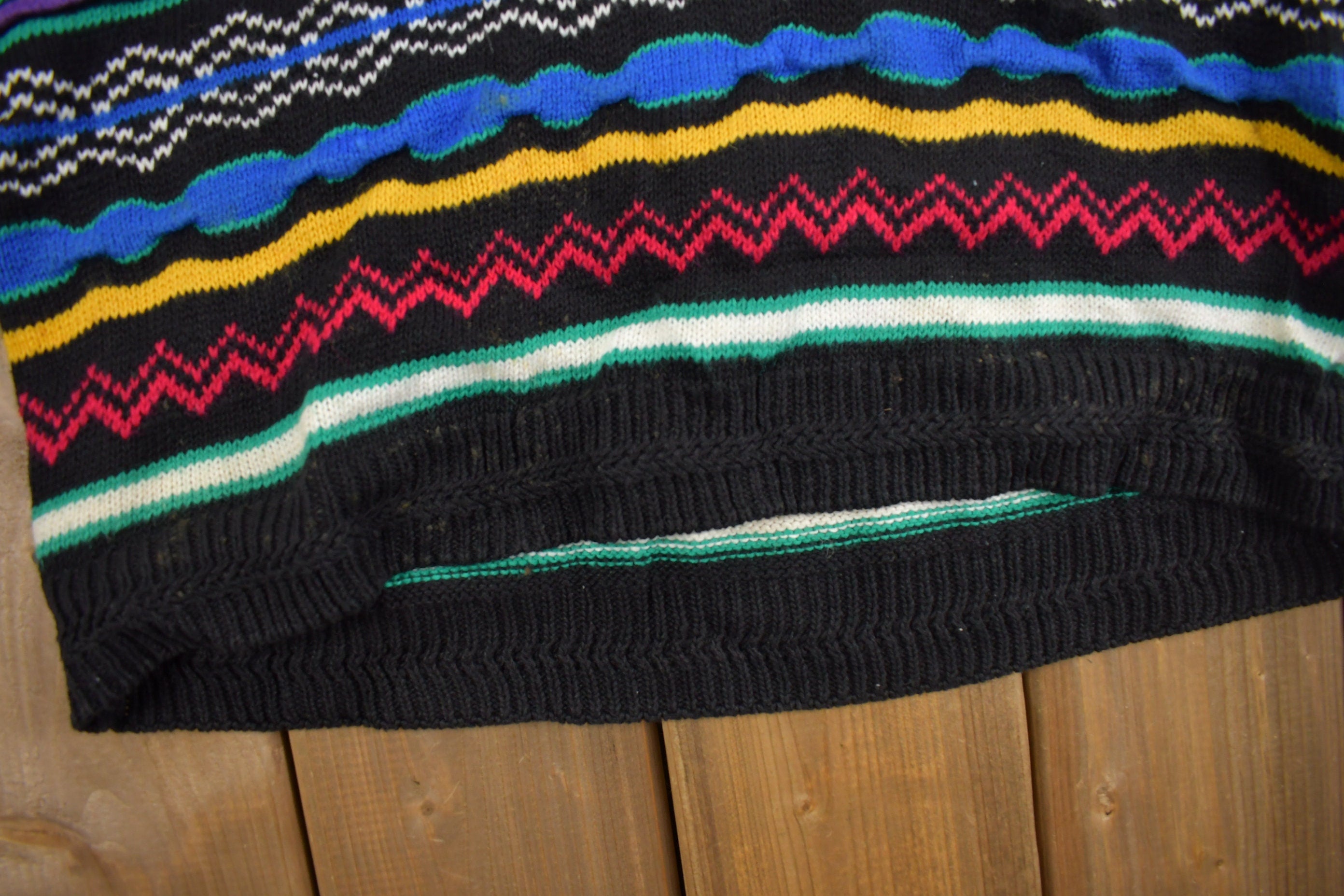 Vintage 1990s Concrete Mix 3D Colored Cable Knit Crewneck Sweater
