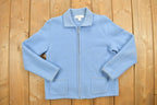Vintage 1990s Blue Women's Zip Up Knit Light Jacket
