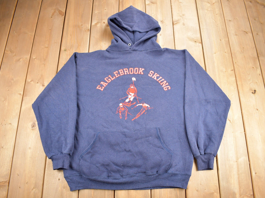 Vintage 1990s Eagle Brook Skiing Graphic Hoodie  90s Hoodie  Vintage Hoodie  Ski Sweater