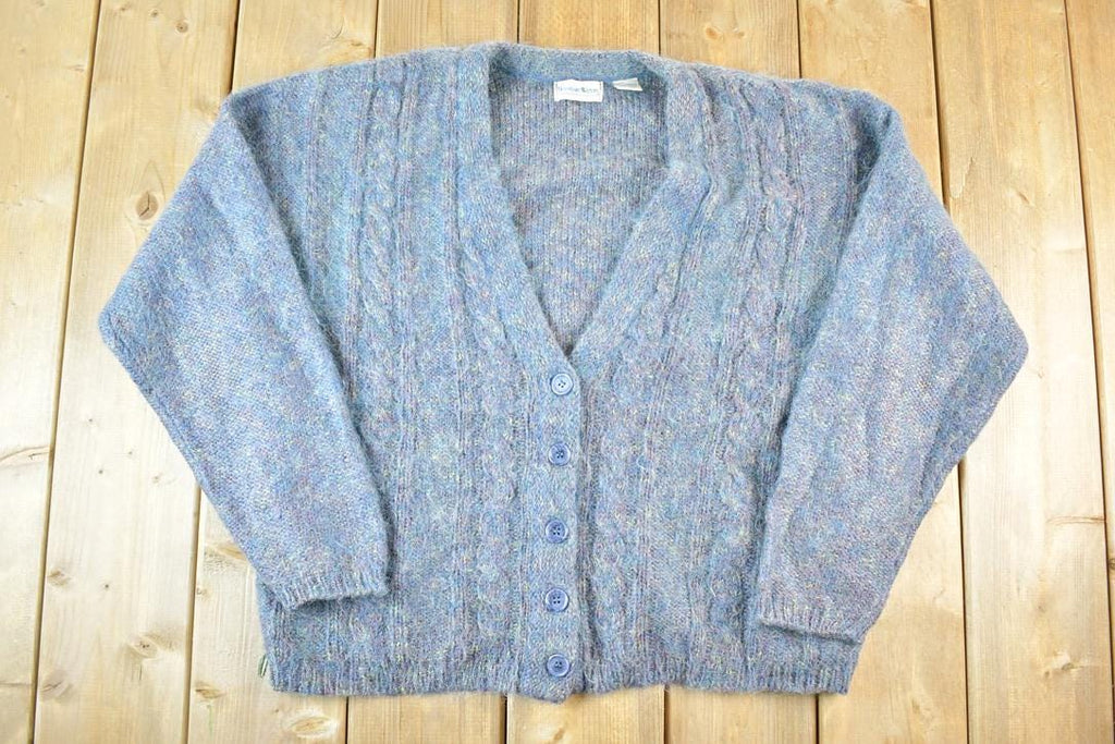 Vintage 1970s Boundary Waters Mohair Cable Knit Cardigan Sweater Mens M