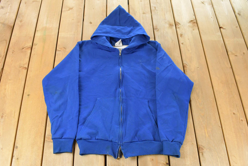 Vintage 1990s Pluma Blank Thermal Lined Full Zip Hoodie Men's Medium