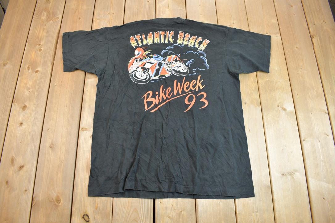 Vintage 1993 Atlantic Beach Bike Graphic T Shirt