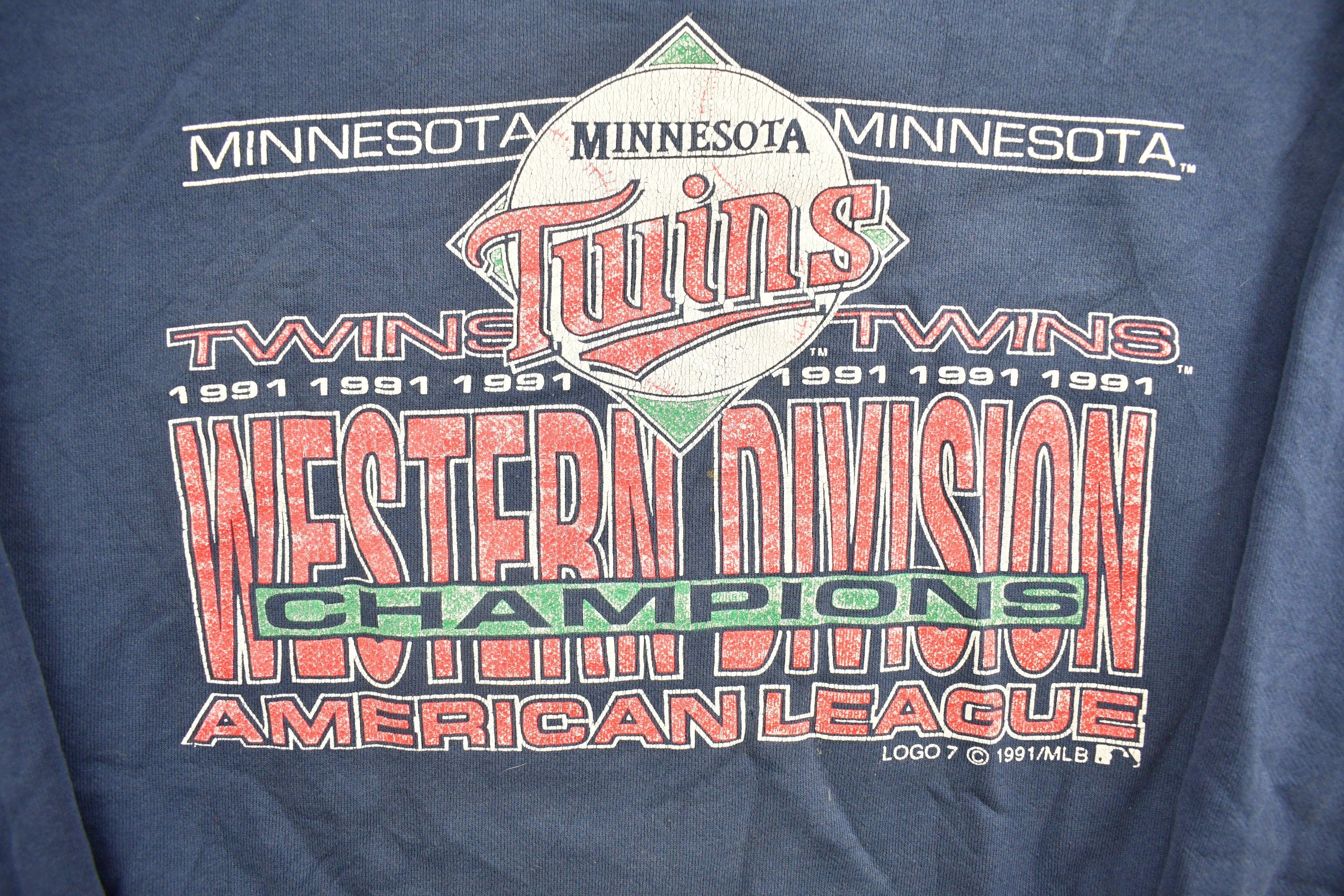Vintage 1991 Minnesota Twins Western Division Champions MLB Crewneck Sweatshirt