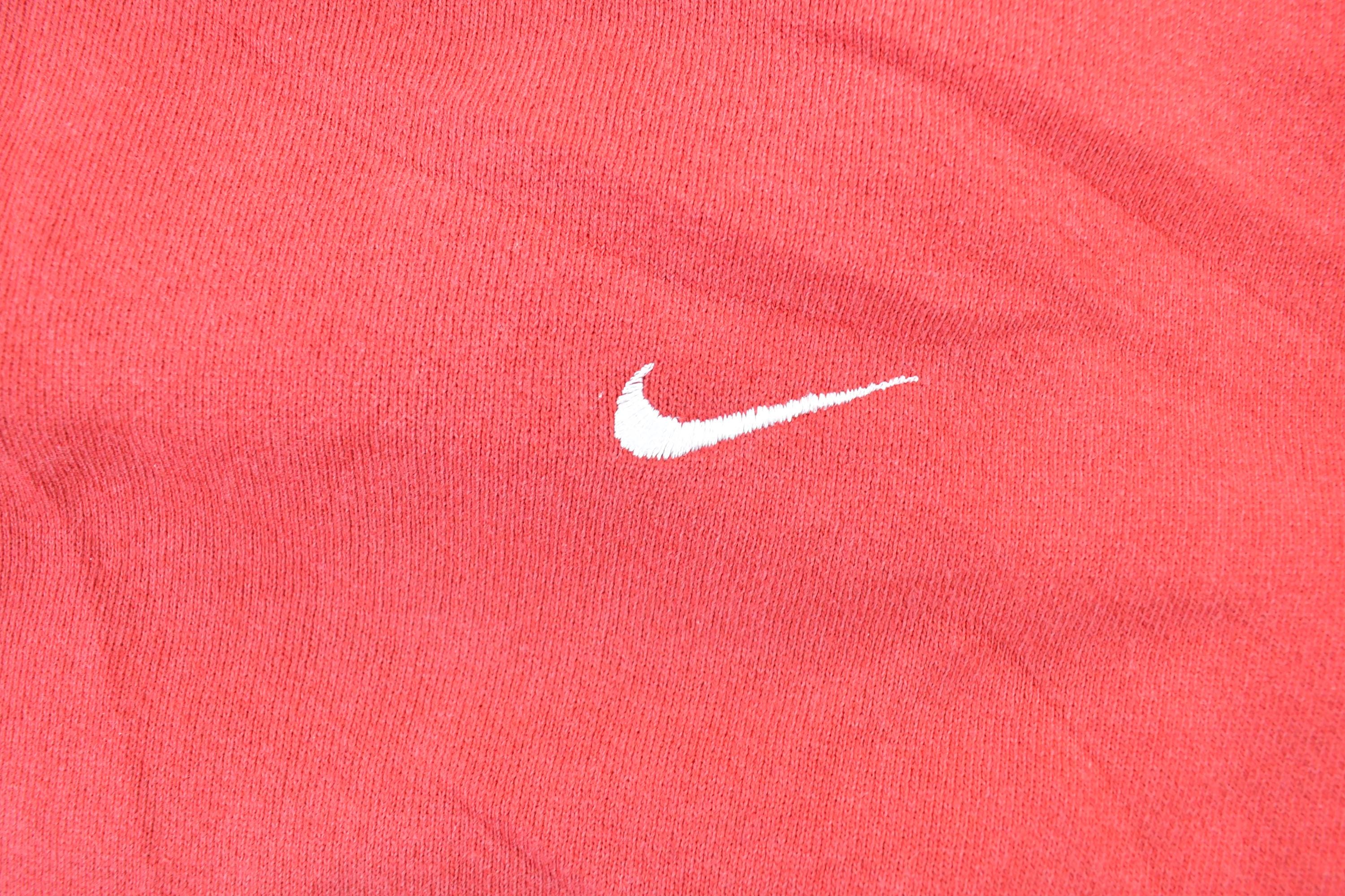 Vintage 1990s Red Nike Embroidered Mini Swoosh Crewneck Sweatshirt
