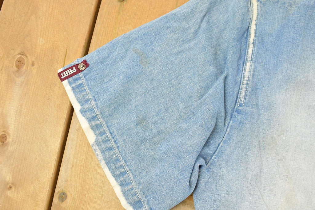 Vintage Y2K Phat Farm Denim Short Sleeve Button Up Shirt Men's XL / Vintage Hip Hop / Embroidered