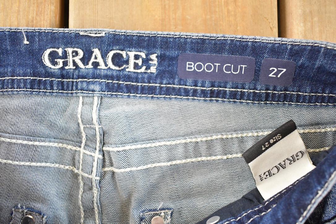 Vintage Deadstock Y2K Grace In LA Bedazzled Low Rise Jeans Women's Size 27 x 31
