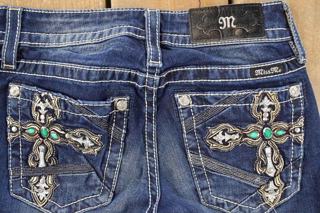 Vintage Deadstock Y2K Miss Me Bedazzled Low Rise Jeans Women's Size 26x31