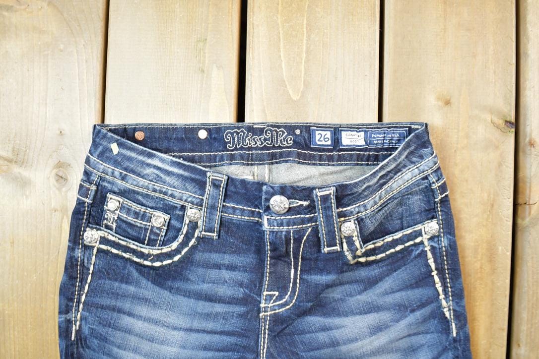 Vintage Y2K Miss Me Bedazzled Low Rise Jeans Size 26x31
