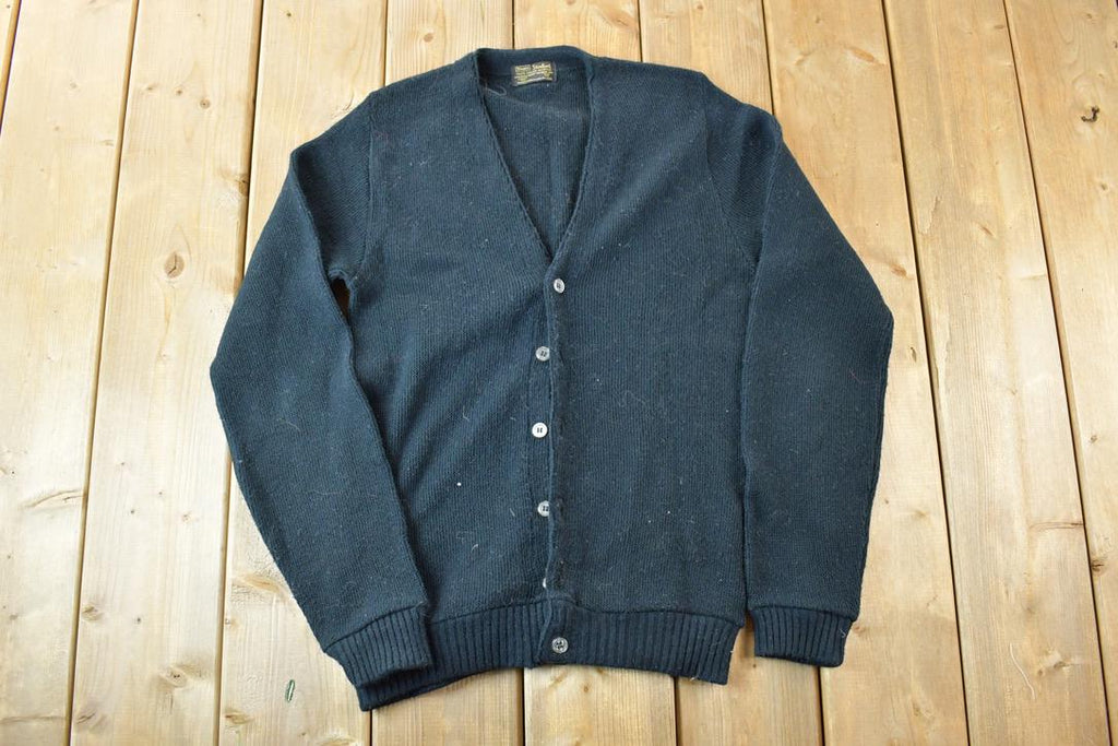 Vintage 1970s Sears Student Knit Perfect Mild Distress Cardigan Sweater Made In USA