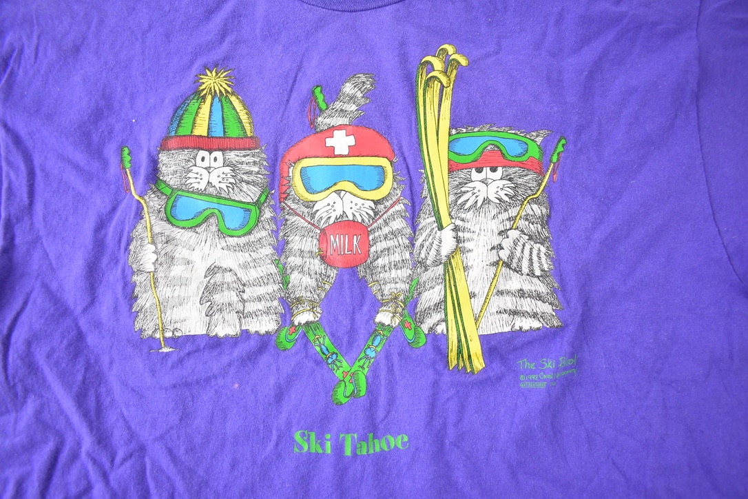Vintage 1990s Ski Tahoe Travel T Shirt Made In USA Size XL