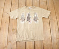 Vintage 1990s Hanes Cheetah Graphic Beige T-Shirt Made In USA Size S