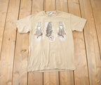 Vintage 1990s Hanes Cheetah Graphic Beige T-Shirt Made In USA Size S