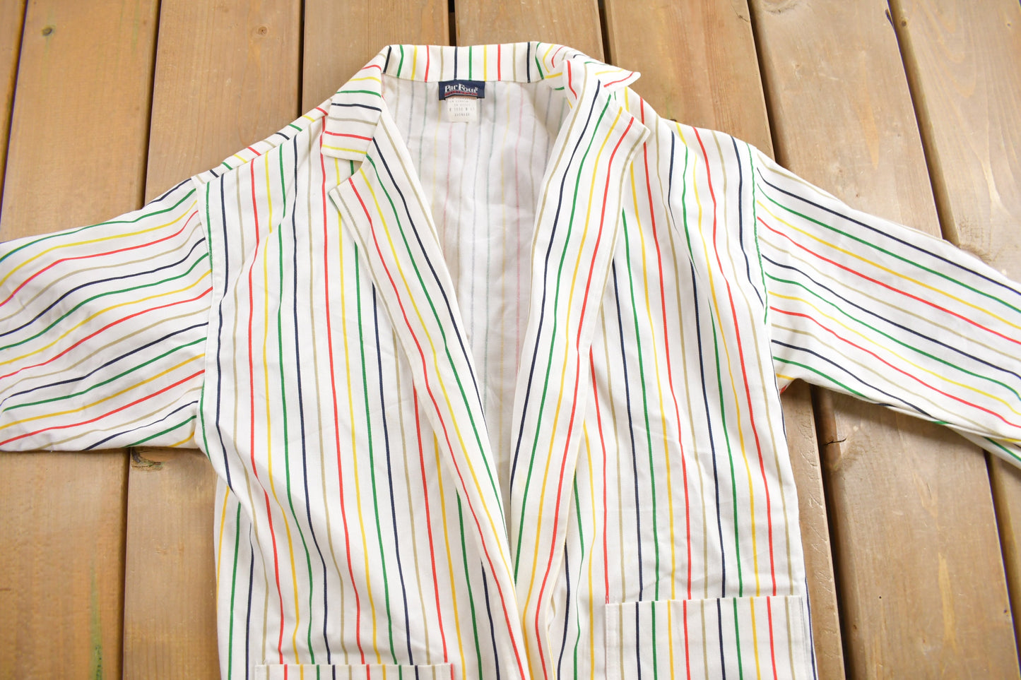 Vintage 1980s Par Four Sportswear Striped Collared Shirt / Buttonless / True Vintage / Golf Shirt / Casual Shirt / Made In USA