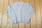 Vintage 1970s Izod Lacoste Heater Grey Knit Perfect Mild Distress Cardigan Sweater Made In USA