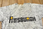 Vintage 1990s Pittsburgh All Over Print Map Graphic Souvenir Travel Crewneck Sweatshirt