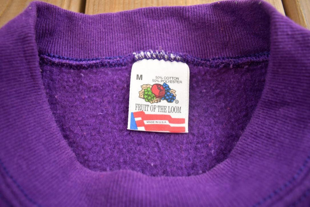 Vintage 1990s Fruit of The Loom Blank Purple Crewneck Sweatshirt Made In USA
