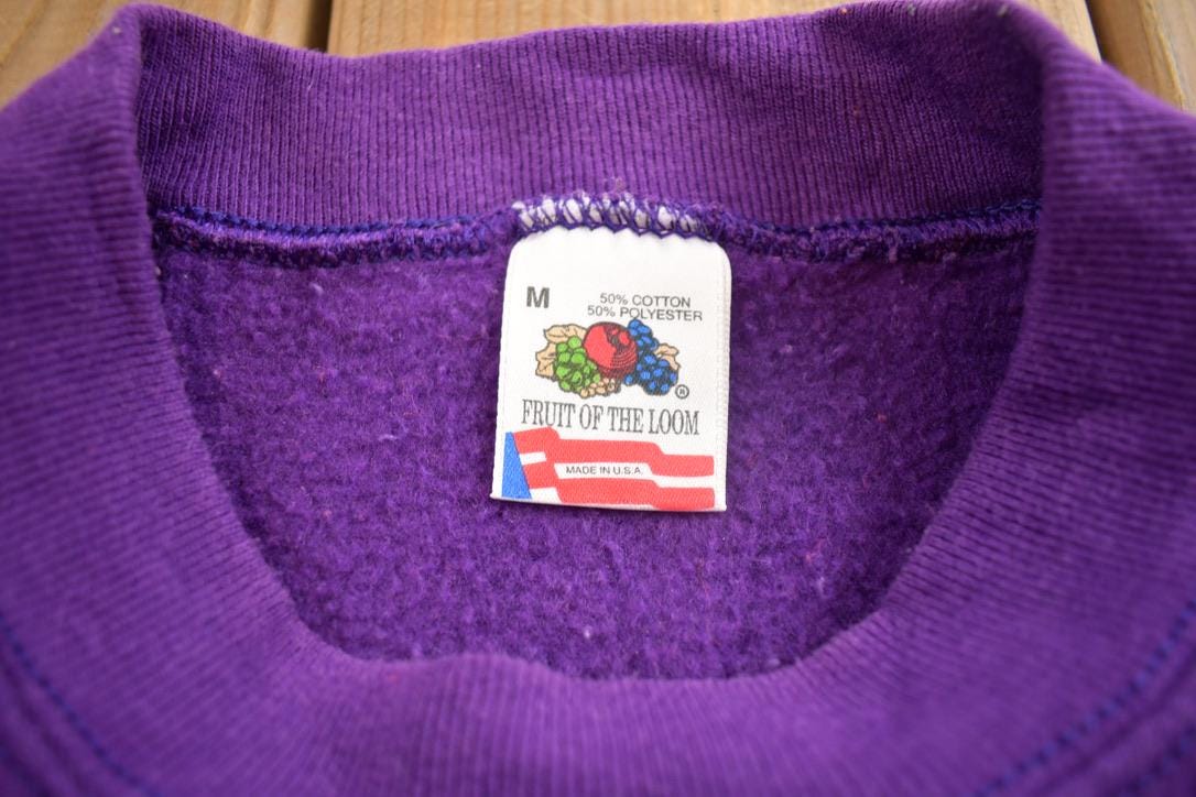 Vintage 1990s Fruit of The Loom Blank Purple Crewneck Sweatshirt Made In USA