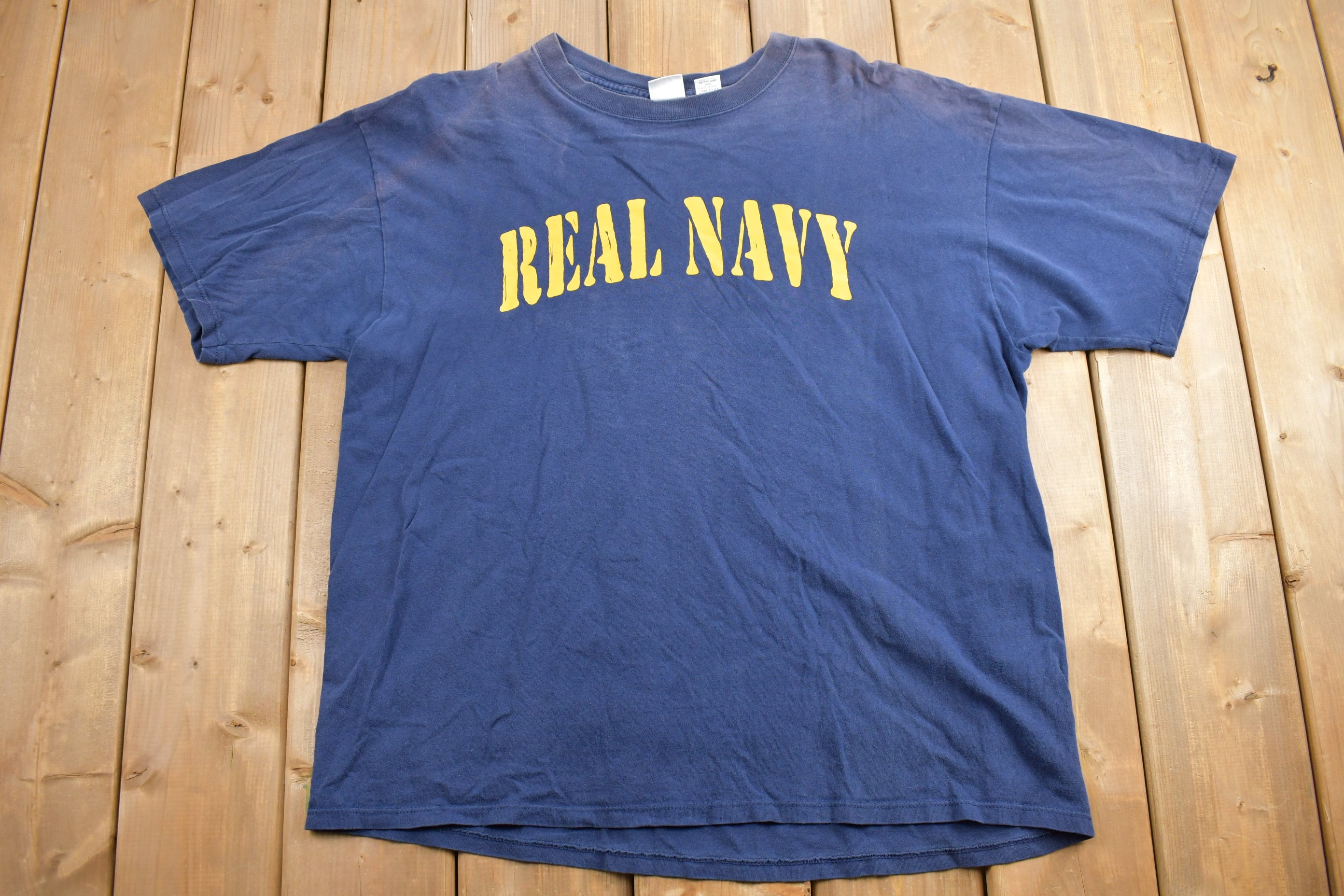 Vintage 1990s Real Navy Graphic T Shirt