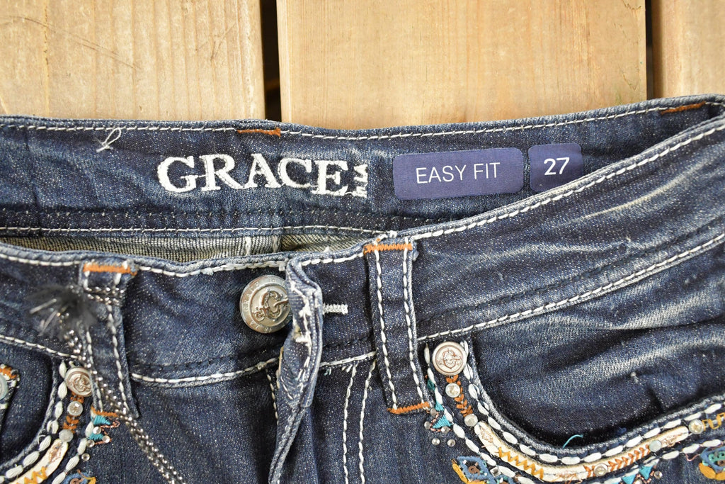 Vintage Deadstock Y2K Grace LA Bedazzled Low Rise Jeans Women's Size 27x30