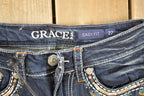 Vintage Deadstock Y2K Grace LA Bedazzled Low Rise Jeans Women's Size 27x30
