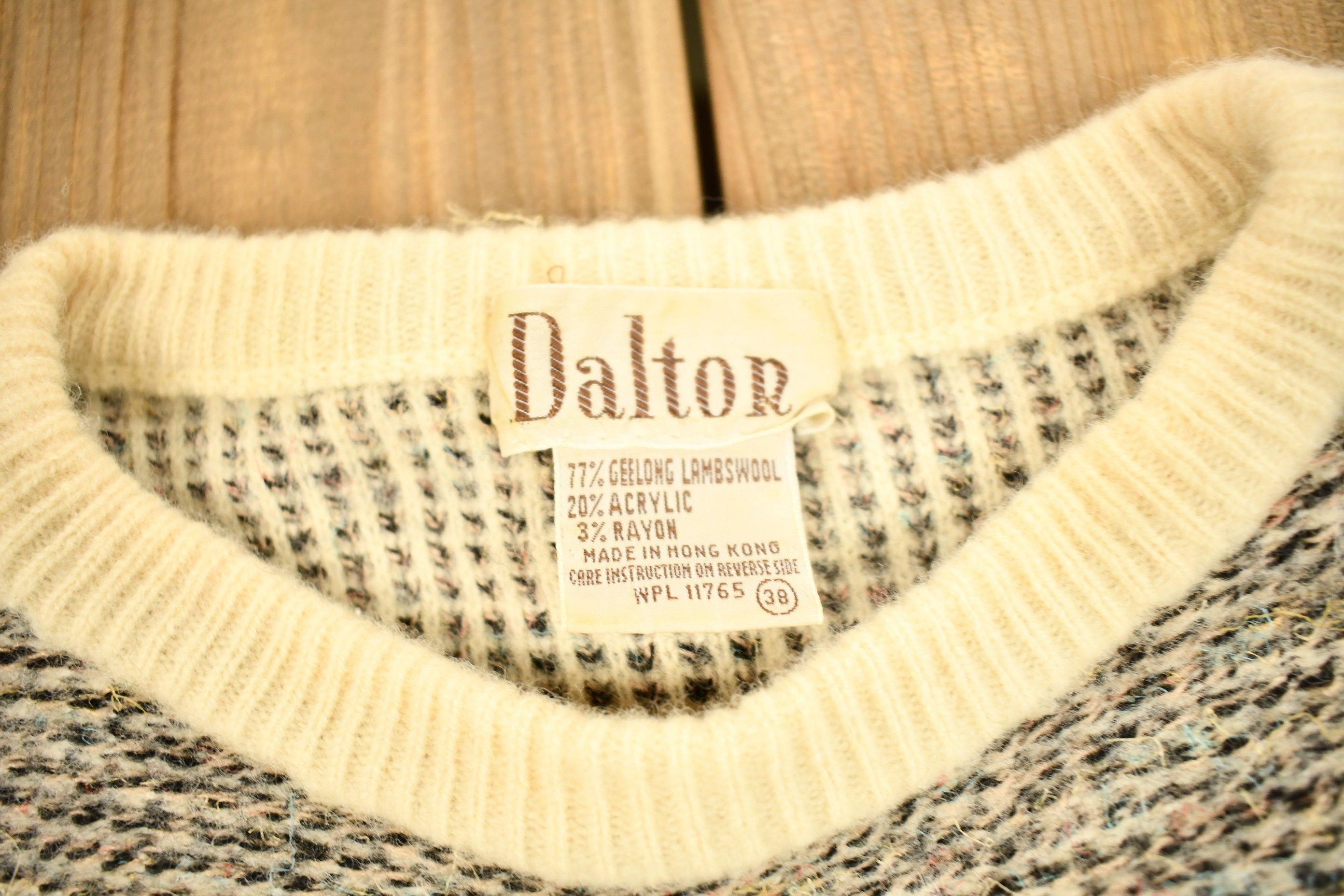 Vintage 1980s Dalton Lambs Wool Knitted Crewneck Sweater