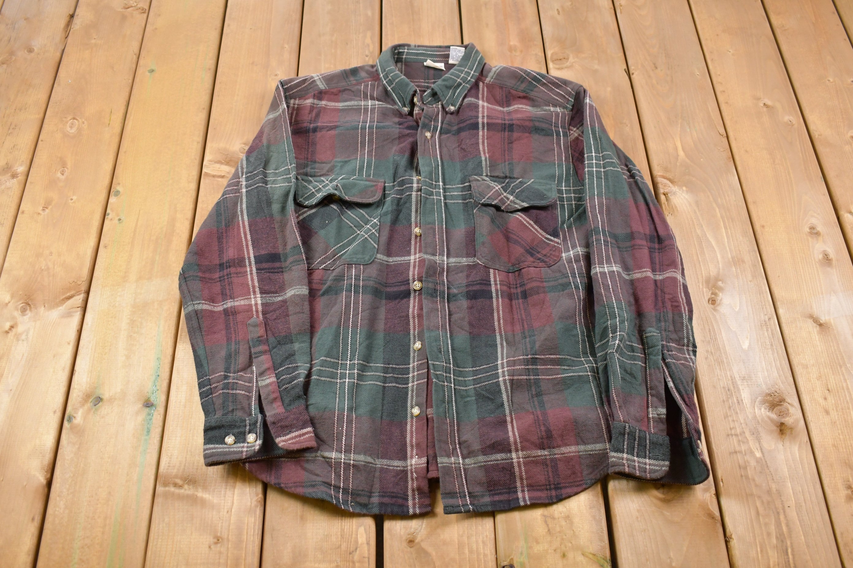 Vintage 1990s Lake & Trail Plaid Button Up Shirt
