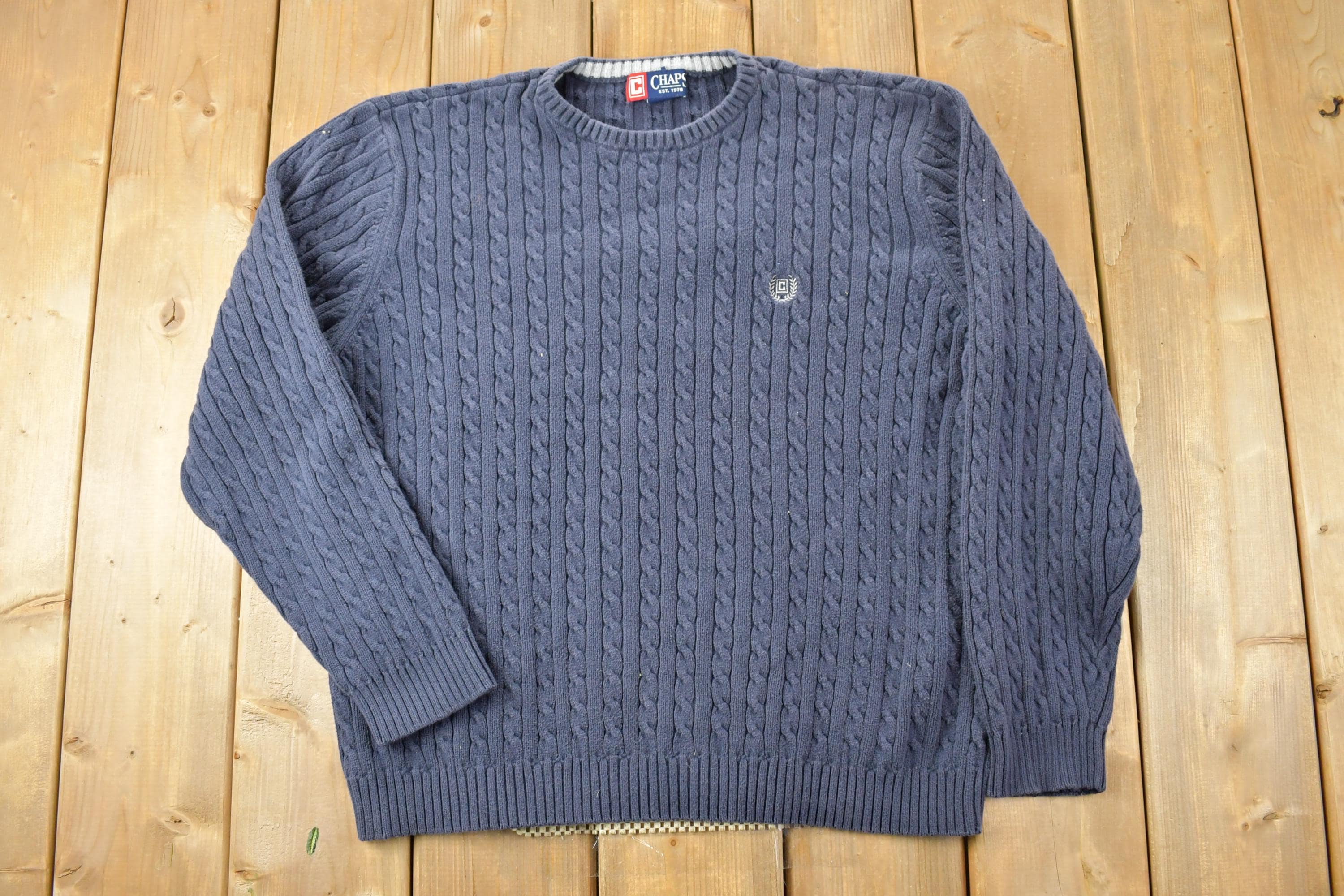 Vintage 1990s Champs Cable Knit Crewneck Sweater
