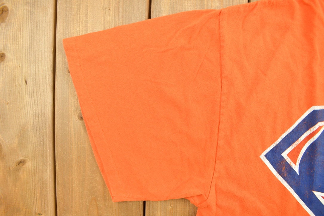Vintage 1990s Rare Orange Superman Graphic T Shirt
